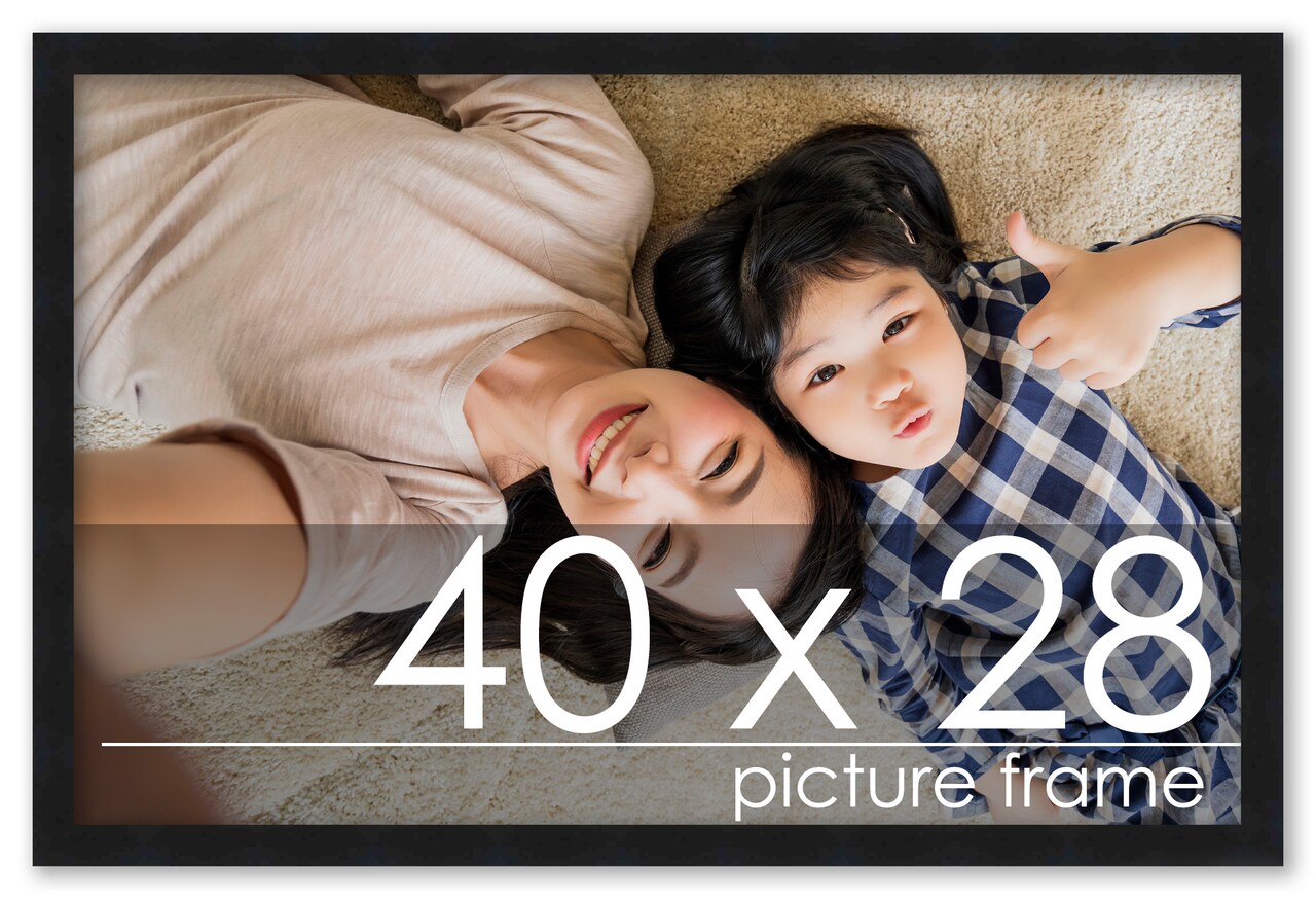 Classic Modern Black Picture Frame - UV Acrylic, Backing Board, Hanging Hardware Included